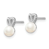 Sophia Jewelers Sterling Silver 925 Rhodium-Plated Freshwater Pearl Earrings  Elegant Button Style